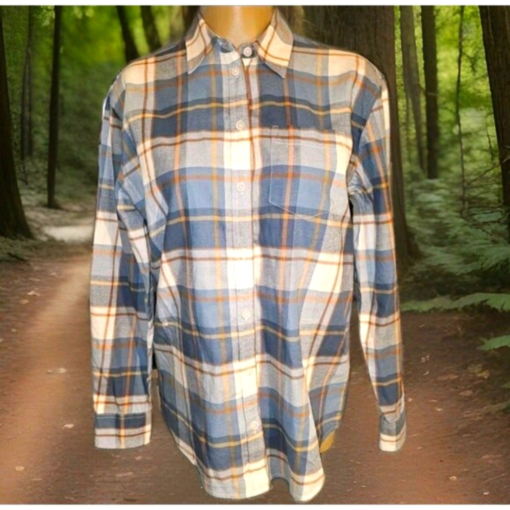 J. Crew Women's Opal-Blue Multi Plaid Lightweight Button-Up Flannel Boy Shirt XS